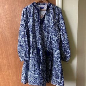 A blue and white paisley tunic dress from Ro's Garden.